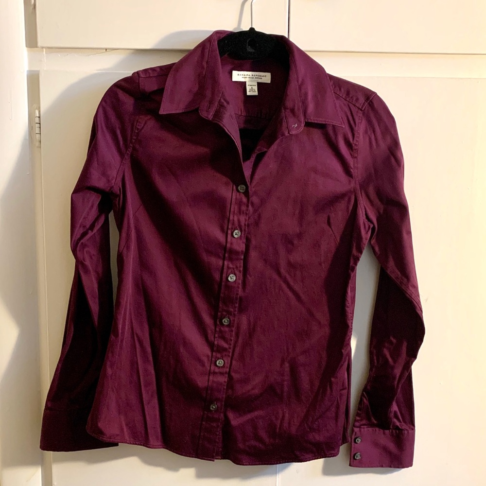 Banana Republic Burgundy Non Iron Button Down